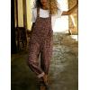 image:imagechouyatou Womens Y2K Leopard Print Denim Bib Overall Pants Wide Leg Cheetah Jeans Jumpsuits Loose RomperBrown