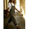 image:imagechouyatou Womens Y2K Leopard Print Denim Bib Overall Pants Wide Leg Cheetah Jeans Jumpsuits Loose RomperGreen
