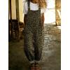 image:imagechouyatou Womens Y2K Leopard Print Denim Bib Overall Pants Wide Leg Cheetah Jeans Jumpsuits Loose RomperGreen