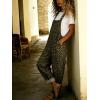 image:imagechouyatou Womens Y2K Leopard Print Denim Bib Overall Pants Wide Leg Cheetah Jeans Jumpsuits Loose RomperGreen