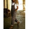 image:imagechouyatou Womens Y2K Leopard Print Denim Bib Overall Pants Wide Leg Cheetah Jeans Jumpsuits Loose RomperKhaki