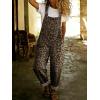 image:imagechouyatou Womens Y2K Leopard Print Denim Bib Overall Pants Wide Leg Cheetah Jeans Jumpsuits Loose RomperKhaki