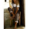 image:imagechouyatou Womens Y2K Leopard Print Denim Bib Overall Pants Wide Leg Cheetah Jeans Jumpsuits Loose RomperKhaki
