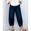 image:imagechouyatou Womens Y2k Baggy Distressed Wide Leg Capri Jeans Boho Tulip Hem Jeans High Waisted Cropped Denim PantsDark Blue