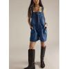 image:imagechouyatou Womens Y2k Button Front Denim Bib Overalls Suspender Strap Wide Leg Loose Romper Jumpsuit Overall ShortsBlue