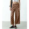 image:imagechouyatou Womens Y2k Floral Printed Wide Leg Jeans Boho Distressed Cropped Jeans High Waisted Baggy Denim PantsBrown