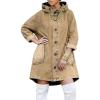 image:imageCHOUYATOU Women Spring Hooded Jean Jacket Loose Casual Boyfriend Button Down Midi Long Denim Jacket CoatKhaki