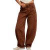 image:imagechouyatou Women Baggy Wide Leg Barrel Jeans Y2K Boyfriend Mid Rise Polka Dot Printed Denim Palazzo PantsPolka Dot Brown