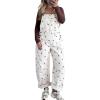 image:imagechouyatou Women Y2K Polka Dot Denim Bib Overalls Wide Leg Boyfriend Baggy Barrel Jeans Overalls JumpsuitsWhite Brown