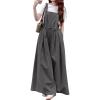 image:imagechouyatou Womens Baggy Adjustable Strap Denim Bib Overall Jeans Boyfriend Wide Leg Drawstring Denim Pant JumpsuitsGrey