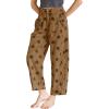image:imagechouyatou Womens Boho Polka Dot Floral Wide Leg Jeans Y2k Baggy Barrel Jeans High Waisted Denim Palazzo PantsKhaki