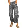 image:imagechouyatou Womens Bow Print Mid Rise Barrel Jeans Wide Leg Baggy Loose Y2k Boyfriend Denim Pants JeansGrey