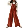 image:imagechouyatou Womens Boyfriend Baggy Corduroy Overalls Adjustable Strap Wide Leg Jumpsuit Pants with PocketsOrange