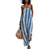 image:imagechouyatou Womens Casual Striped Wide Leg Overalls Boho Hippie Baggy Jumpsuit Loose Fit Flowy Romper Overall PantsBlue