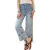 image:imagechouyatou Womens Eyelet Embroidery High Waisted Flared Straight Leg Jeans Y2k Loose Denim Cropped PantsLight Blue