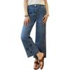image:imagechouyatou Womens Eyelet Embroidery High Waisted Flared Straight Leg Jeans Y2k Loose Denim Cropped PantsRetro Blue