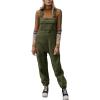 image:imagechouyatou Womens Fuzzy Fleece Overall Adjustable Strap Warm Winter Bib Overalls Casual JumpsuitsArmy Green