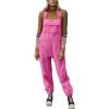 image:imagechouyatou Womens Fuzzy Fleece Overall Adjustable Strap Warm Winter Bib Overalls Casual JumpsuitsPink