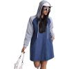 image:imagechouyatou Womens Long Sleeve Denim Hoodie Dress Pullover Midi Jean Sweatshirt Dress with PocketsBlue
