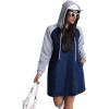 image:imagechouyatou Womens Long Sleeve Denim Hoodie Dress Pullover Midi Jean Sweatshirt Dress with PocketsDark Blue