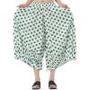 image:imagechouyatou Womens Retro Polka Dot Wide Leg Capri Pants Plaid Print Baggy Loose Fit Culottes Cropped Pants with PocketsDot Green