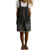 image:imagechouyatou Womens Y2K Denim Shortalls Button Front Wide Leg Loose Bib Jean Overalls Shorts Romper JumpsuitsBlack