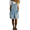 image:imagechouyatou Womens Y2K Denim Shortalls Button Front Wide Leg Loose Bib Jean Overalls Shorts Romper JumpsuitsLight Blue