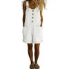 image:imagechouyatou Womens Y2K Denim Shortalls Button Front Wide Leg Loose Bib Jean Overalls Shorts Romper JumpsuitsWhite