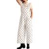 image:imagechouyatou Womens Y2K Polka Dot Denim Bib Overalls Distressed Wide Leg Boyfriend Baggy Jeans JumpsuitsWhite Brown