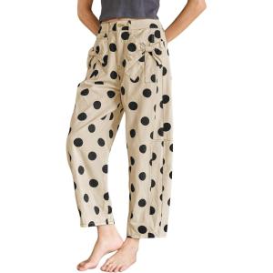 image:imagechouyatou Womens Boho Polka Dot Floral Wide Leg Jeans Y2k Baggy Barrel Jeans High Waisted Denim Palazzo PantsBeige