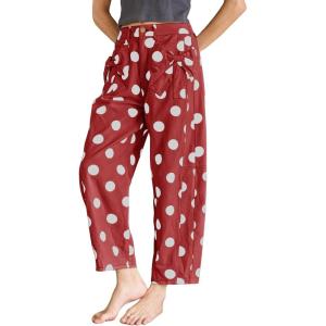 image:imagechouyatou Womens Boho Polka Dot Floral Wide Leg Jeans Y2k Baggy Barrel Jeans High Waisted Denim Palazzo PantsRed