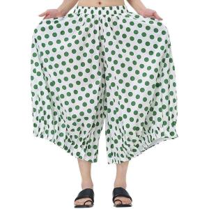 image:imagechouyatou Womens Retro Polka Dot Wide Leg Capri Pants Plaid Print Baggy Loose Fit Culottes Cropped Pants with PocketsDot Green