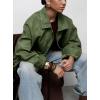 image:imagechouyatou Womens Distressed Faux Leather Bomber Jacket Zip Up Motorcycle Boyfriend Leather JacketGreen