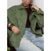 image:imagechouyatou Womens Distressed Faux Leather Bomber Jacket Zip Up Motorcycle Boyfriend Leather JacketGreen