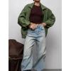 image:imagechouyatou Womens Distressed Faux Leather Bomber Jacket Zip Up Motorcycle Boyfriend Leather JacketGreen