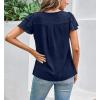 image:imagechouyatou Women Summer Ruffle Flutter Sleeve Dressy Casual Tops Round Neck Business Casual Chiffon Top BlouseNavy Blue