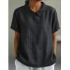 image:imagechouyatou Womens Business Casual Denim Shirts Short Sleeve Collared Jean Shirt Blouses Tunic Pullover TopsBlack