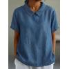 image:imagechouyatou Womens Business Casual Denim Shirts Short Sleeve Collared Jean Shirt Blouses Tunic Pullover TopsBlue