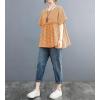 image:imagechouyatou Womens Gingham Cotton Shirt Short Sleeve Plaid Blouses Ruffle Hem Pullover Summer Tunic TopsOrange
