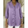 image:imagechouyatou Womens Satin Silky Ruffle Shirt Button Down 34 Sleeve Tops Business Casual Loose Tunic Blouse ShirtsPurple