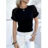 image:imagechouyatou Womens Summer Lace Eyelet Short Sleeve TShirt Cute Casual Pullover Crew Neck Tee Tops BlouseBlack