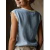 image:imagechouyatou Womens Summer Lace Eyelet Tshirts Shirts Crewneck Cap Sleeve Blouses Pullover Tops OutfitsBlue