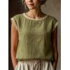image:imagechouyatou Womens Summer Lace Eyelet Tshirts Shirts Crewneck Cap Sleeve Blouses Pullover Tops OutfitsGreen