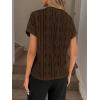 image:imagechouyatou Womens Summer Short Sleeve Casual TShirt Floral Jacquard Knit Round Neck Basic Tee Top BlouseCoffee