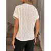 image:imagechouyatou Womens Summer Short Sleeve Casual TShirt Floral Jacquard Knit Round Neck Basic Tee Top BlouseOffwhite
