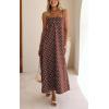 image:imageCHOUYATOU Womens 2026 Vintage Polka Dot Maxi Dress Back Smocked Spaghetti Strap Ruffle Hem Swing Long DressCoffee