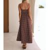 image:imageCHOUYATOU Womens 2026 Vintage Polka Dot Maxi Dress Back Smocked Spaghetti Strap Ruffle Hem Swing Long DressCoffee