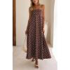 image:imageCHOUYATOU Womens 2026 Vintage Polka Dot Maxi Dress Back Smocked Spaghetti Strap Ruffle Hem Swing Long DressCoffee