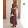 image:imageCHOUYATOU Womens 2026 Vintage Polka Dot Maxi Dress Back Smocked Spaghetti Strap Ruffle Hem Swing Long DressCoffee