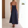image:imageCHOUYATOU Womens 2026 Vintage Polka Dot Maxi Dress Back Smocked Spaghetti Strap Ruffle Hem Swing Long DressNavy